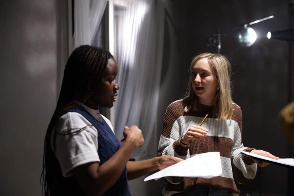 Niamh Quirke with another Screen and Film School student