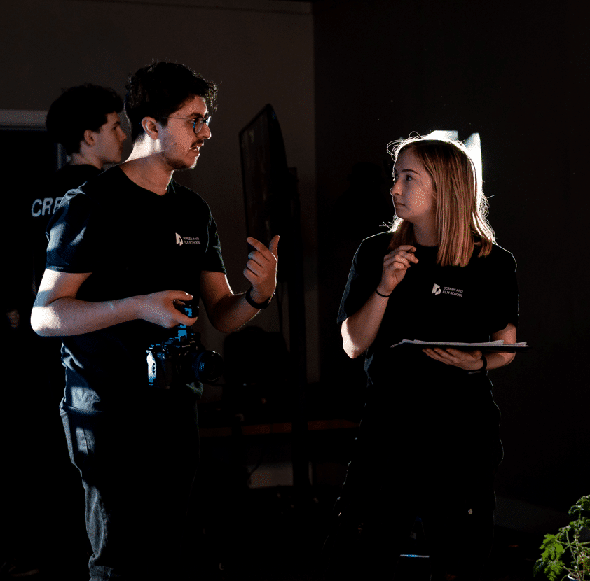 Niamh Quirke with another Screen and Film School student