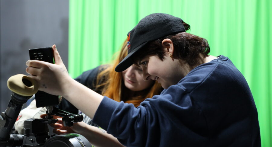 film student operating camera