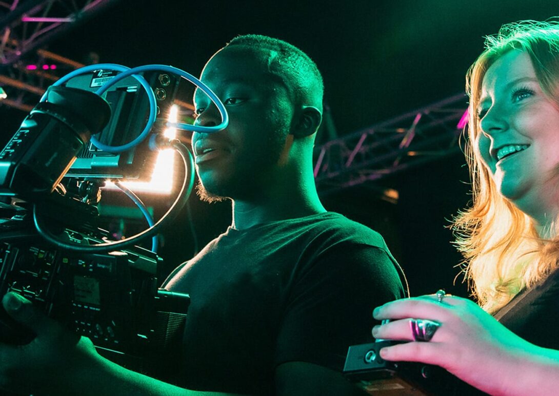 MetFilm School two students using film camera