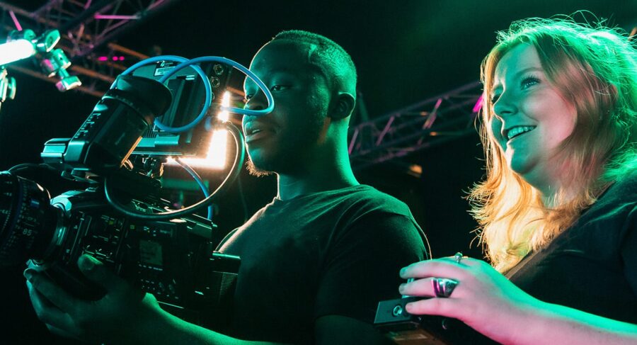 MetFilm School two students using film camera